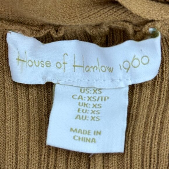 House of Harlow 1960 Duster Length Tie Front Ribbed Cardigan Tan - Picture 4 of 10